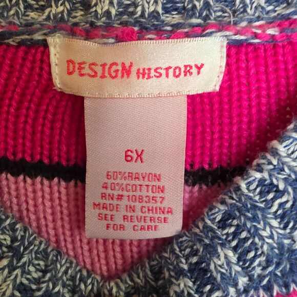 Design History Cozy Multicolored, Patterned Crew Neck Sweater - Girl's Size 6X - Picture 8 of 8